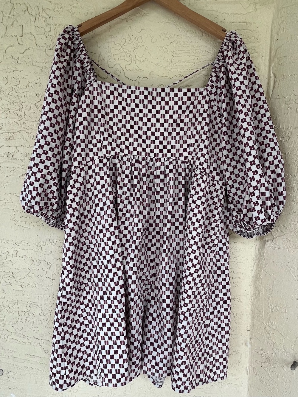 Abercrombie Fitch Puff Sleeve Babydoll Romper Open Back Brown Size L